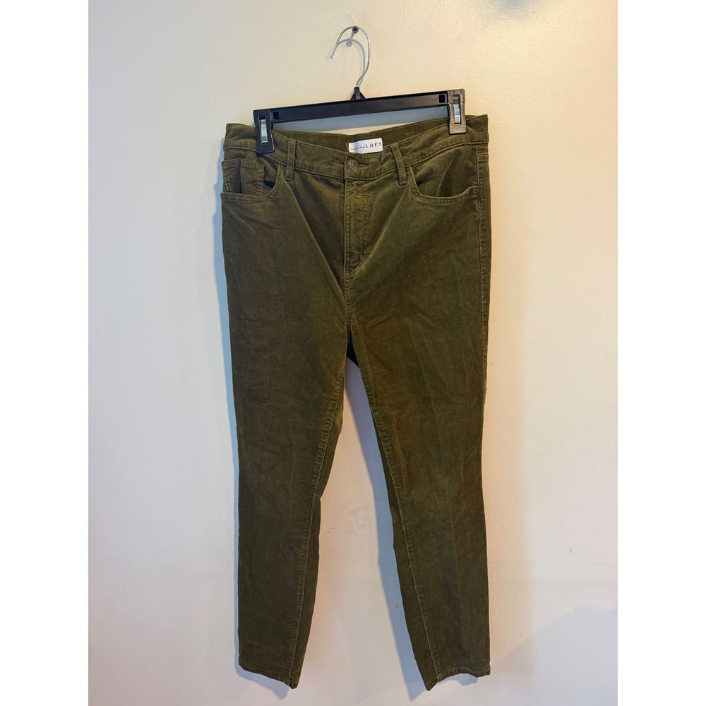 LOFT Womens Olive Green High Waist Skinny Corduroy Pants Size 30/10P Petite